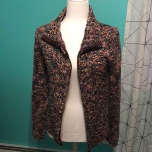 Multicolored zip up sweater.